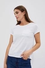 Cotton T-shirt with Moodo pocket - white