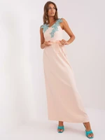 Peach evening dress with hangers