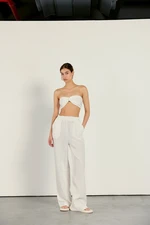 VATKALI Wide Leg Muslin Trousers Ecru