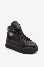 Women's High Zip Sneakers Lemar Black Katerin