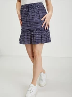 Navy blue women's patterned skirt ORSAY