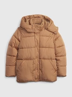Light brown boys' winter jacket with fur GAP