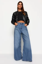 Trendyol Blue Elastic High Waist Extra Wide Leg Jeans