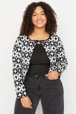 Trendyol Curve Black Geometric Pattern Tie Detailed Knitwear Blouse & Cardigan Suit