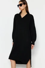 Trendyol Black Maxi Sweater V-Neck Dress