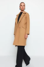 Trendyol Camel Oversize Wide Cut Long Stitched Coat