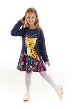 Mushi Fancy Leopard Floral Navy Blue Girls' Dress