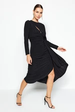 Trendyol Black Fitted Cut Out/Window Detailed Evening Dress