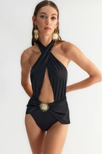 Trendyol X Zeynep Tosun Black Sun Accessory Detailed Swimsuit