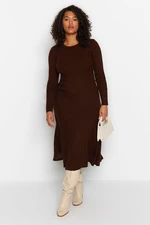 Trendyol Curve Brown Crew Neck Sweater Dress