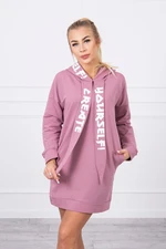 Oversize hooded dress dark pink