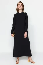 Trendyol Black Knitted Dress With Button Detail On The Shoulder