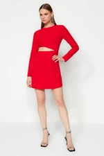 Trendyol Red Fitted Evening Dress with Window/Cut Out Detail