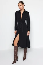 Trendyol Black Belted Buttoned Woven Shirt Woven Dress