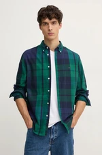 Bavlnená košeľa Tommy Hilfiger pánska, zelená farba, regular, s golierom button-down, MW0MW37351