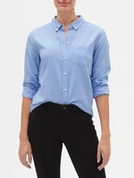 GAP Košeľa fitted boyfriend shirt in oxford Modrá