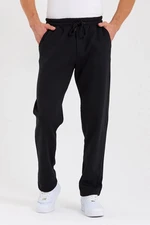 62819 Dewberry Straight Leg Back Pocket Detailed Sweatpants-BLACK