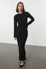 Trendyol Black Plain Textured Fitted Maxi Knitted Dress