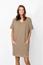 Karina women's tunic with short sleeves - camel