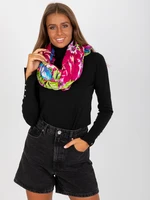 Fuchsia cotton scarf with prints