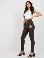 Khaki women's sweatpants with stitching