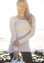 Women's Sweater with Long Wide Neckline UC - White