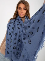 Women's navy blue patterned scarf