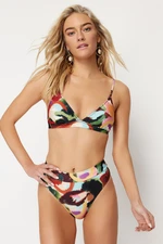 Trendyol Abstraktný Vzor Trojuholník Vysoký Pás Vysoké Nohy Hipster Bikiny Set