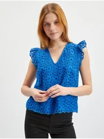 Orsay Blue Ladies Patterned Blouse - Women