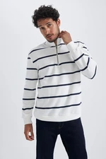 DEFACTO Comfort Fit Striped Half Zipper Sweatshirt