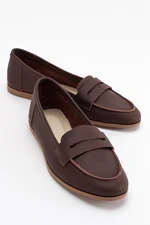 LuviShoes F02 Brown Skin Women's Flats From Genuine Leather.