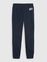 Dark blue girls' jogger sweatpants logo GAP french terry