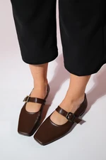 LuviShoes BLUFF Brown Skin Flat Toe Women's Flat Shoes