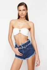 Trendyol Blue Denim Tassel Denim Shorts