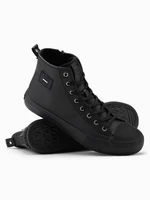 Ombre Men's high-top sneakers with decorative toe box - black