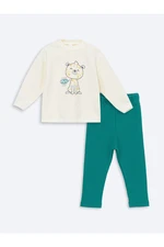 LC Waikiki Crew Neck Long Sleeve Printed Baby Boy T-Shirt and Trousers 2-Pack