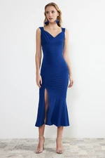 Trendyol Saks Draped Knitted Elegant Evening Dress