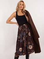 Brown midi floral skirt