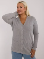 Grey women's sweater with pockets