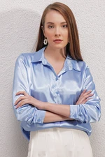 Bigdart 3964 Lightly Flowing Satin Shirt - Blue