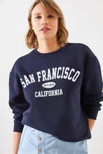 Bianco Lucci Women's Triple Thread Raised San Francisco Printed Sweatshirt MBHS006