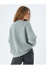 Koton Oversize Sweatshirt Crew Neck Stone Detail Washed