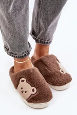 Women's fluffy slippers with teddy bear brown Fiorinella