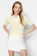 Trendyol Yellow Color Block Polo Neck Knitwear Blouse