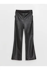 LC Waikiki Girls' Leather-Look Pants with Elastic Waist.