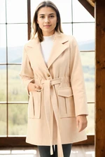 Z6778 DEWBERRY WOMEN'S COAT-DARK BEIGE