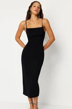 Trendyol Black Shiny Knitted Elegant Evening Dress