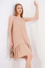 armonika Women's Light Beige SLEEVE FRILLI DRESS