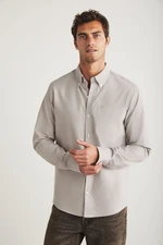 GRIMELANGE Cliff Men's 100% Cotton Pocket Oxford Gray Shirt