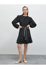 Koton Polka Dot Dress Layered Mini Belt Detailed